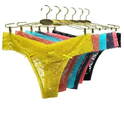 £5.99 • Buy 6 Pack Womens Sexy Lace Underwear Low Rise Thongs String Bikini Briefs Knickers