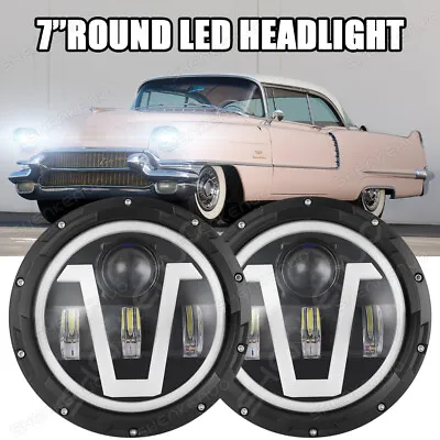 2PCS 7 Round LED Headlights For 1953-1957 Chevrolet Bel Air/150/210 Impala Ford • $89.99