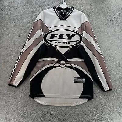 Vintage Fly Racing MX Off-Road Racing Jersey Medium Black Grey Pilot Info Tag • $30.01