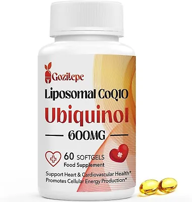 Liposomal CoQ10 Ubiquinol 600mg 60 Mini Softgels Of High Strength • £21.99