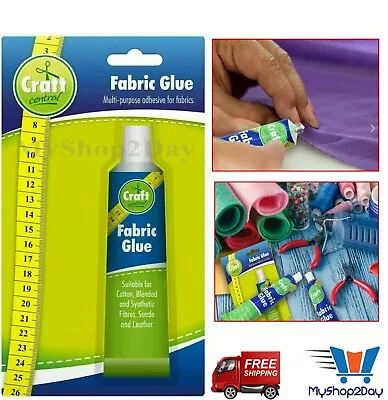 Extra Strong Fabric Glue Quick Bond Washable Textil  Sewing Hemming Repair 50ml • £3.09