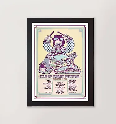 £24.99 • Buy Isle Of Wight Festival 1970 Framed Reproduction Poster Print Wall Art Hendrix