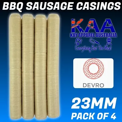 $21 • Buy DEVRO Pack Of 4 Thin Collagen Sausage Casings 23mm  Butcher/Home Butchers/Hunter