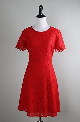 J.CREW Factory NWT $118 Red Lace Lined A-Line Cocktail Shift Dress Size 6 • $34.99
