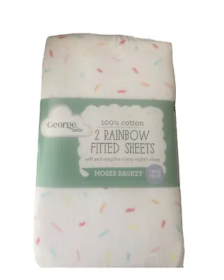 £3.85 • Buy Rainbow Sprinkles Confetti Twin Pack Jersey Fitted Sheets Moses Basket,Crib,Cot