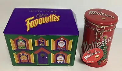 2 X Chocolate Christmas Theme Tins Maltesers 2011 Cadbury Favourites 2017 • $29