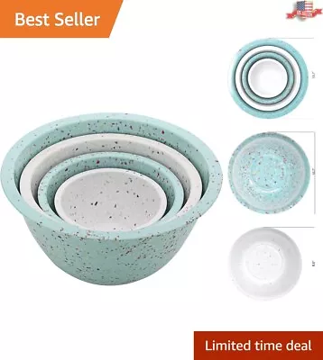 Mixing Bowl Set - Space-Saving Nesting Bowls - Durable Melamine - Mint & White • $39.92