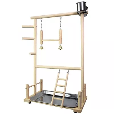 Parrots PlaygroundNatural Wooden Parrot Perch Gym Play Stand Parakeet W • $35.27