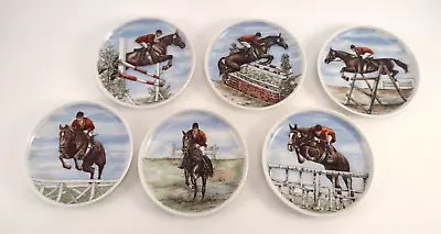 Vtg Kaiser W Germany Horse Jockey Equestrian Coaster Plates Small Set Of 6 • $44.99