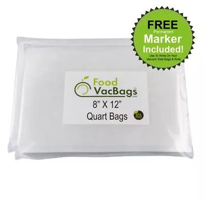 $15.99 • Buy 100 Quart 8x12 FoodVacBags Honeycomb Embossed Vacuum Seal Bags For FoodSaver