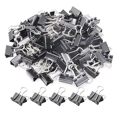 Mini Binder Clips Paper Clip Small Paper Clamps 15mm (5/8 Inch) 100 Black • $11.67