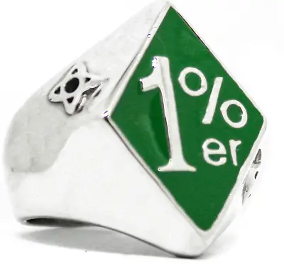 1%er One Percent Green Outlaw Biker Ring Stainless Sz 789101112131415 • £17.36