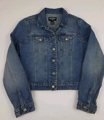 Vintage Polo Jeans Ralph Lauren Womens Crop Fit Denim Jean Trucker Jacket RL Vtg • $26.99