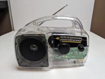 $35.95 • Buy Self Powered AM/FM Radio Solar Crank Clear See Through Prison Freeplay Repaired