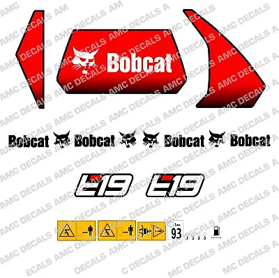 Bobcat E19 Mini Digger Excavator Decal Sticker Set • £48