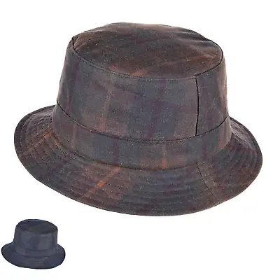 £24 • Buy British Waxed Cotton Bucket Bush Hat Tartan Wax Waterproof ZH213