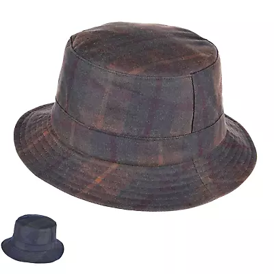 £26 • Buy British Waxed Cotton Bucket Bush Hat Tartan Wax Waterproof ZH213