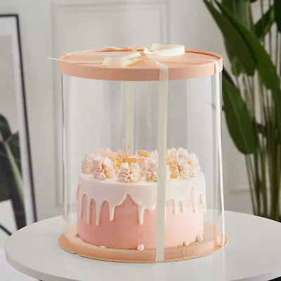 Large Clear PVC Gift Boxes Cake Candy Packaging Transparent Box Wedding Favors • £5.94