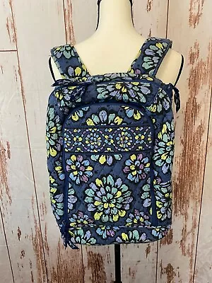 Vera Bradley Indigo Pop Floral Campus Backpack Book Bag Laptop Case Blue Purple • $25