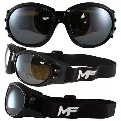 VULCAN ANTIFOG PADDED MOTORCYCLE GOGGLES DRIVING MIRROR LENS By MOTOFRAMES • $11.99