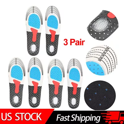 Men Gel Orthotic Sport Running Work Insoles Insert Shoe Pad Arch Support Cushion • $9.80