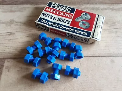 Meccano Original Boxed New 12 X 3/4  Blue Plastic Nuts And Bolts • £3.50