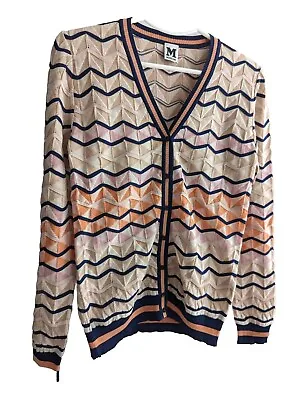 Missoni Multicolor Zig-Zag Womens Wool Button Cardigan Sweater Jumper Sweatshirt • $149