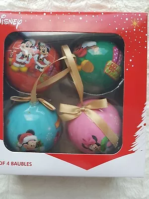 Disney Christmas Set Of 4 Baubles Pack Xmas Decorations Holiday Mickey Mouse • $35