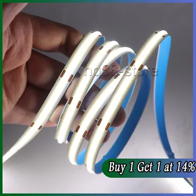 12V High Density COB LED Strip Lights Flexible Tape Rope Cabinet Kitchen Light • £8.76