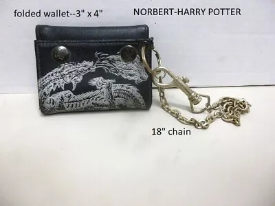 Harry Potter---Black NORBERT--Chain/Key Ring Wallet Faux Leather Vintage • $8