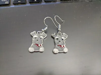 £1.99 • Buy Grey Terrier Dog Enamel Tibetan Silver Earrings