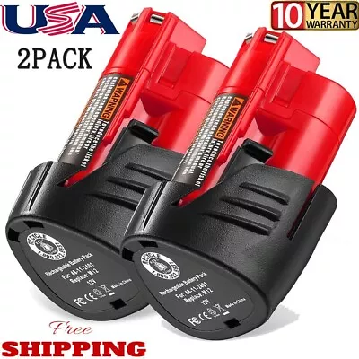 2Pack NEW For Milwaukee 12V 48-11-2460 Lithium-ion 12V Battery Extended Capacity • $18.90