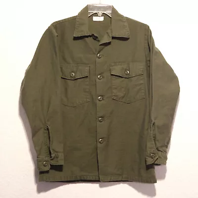 Vietnam Era U.S. Army Utility Shirt Cotton Sateen OG 107 Green 15.5 X 33 VTG 70s • $29.99