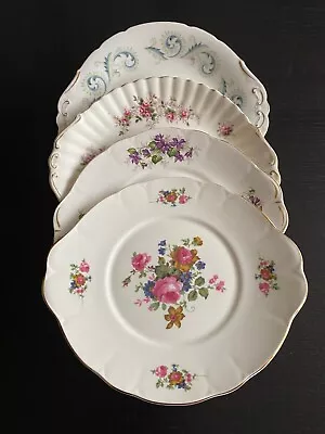 Vintage Mismatched English Bone China Set Of 4 Serving Handled Plates • $34