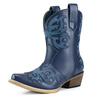 Rollda Women Retro Ankle Western Cowboy Boots Breathable Cowgirl Boots Concert • $45.40