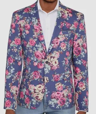 $96.78 • Buy $275 Bar III Men's Pink Slim-Fit Floral Blazer Suit Sport Coat Jacket Size 42R