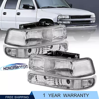Chrome Headlights & Bumper Lamps For 99-02 Chevy Silverado 1500 00-06 Tahoe New • $59.90