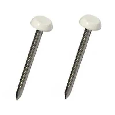 50 X White UPVC 30mm Poly Top Pins Nails Plastic Headed Fascia Fixings  • £3.79