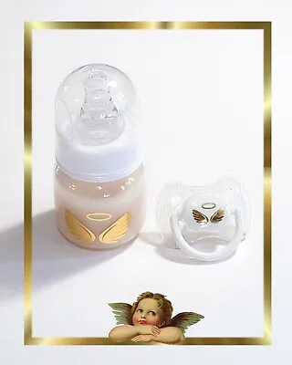 £12.65 • Buy Angel Themed Reborn/Silicone Formula Bottle & Matching Pacifier Set! 