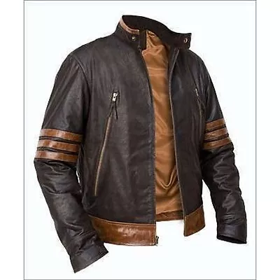 X-Men Wolverine Origins Bomber Style Brown Real Leather Jacket All Size  • $101.05