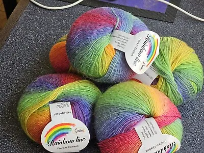 $55 • Buy 5 Balls Smile Rainbow Wool Yarn  50gm Very Soft 4ply Fingerling #12 Product #236