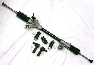 Black 74-78 Mustang II Manual Rack And Pinion + Tie Rods Offset Bushings U-Joint • $138.87
