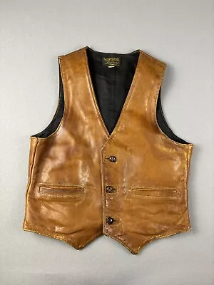 Vintage Vanson Leather Vest Size 42 Brown Button Up Vanson Associates Boston 80s • $20