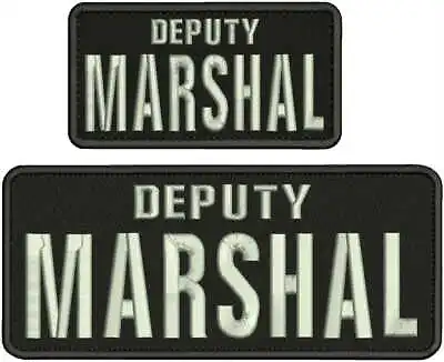 Deputy Marshal Embroidery Patch 4x10 And 3x6 Hook On Back Black/silver • $16.75