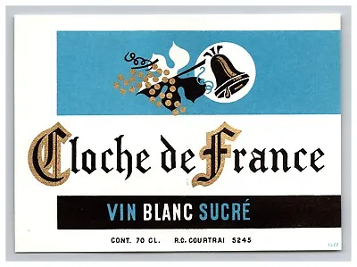 Cloche De France Vin Blanc Sucre Vintage White Wine Label Blue Gold • $18.95