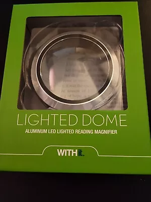 WITHit Lighted Dome Magnifier Aluminum LED Lighted Reading Magnifier Black • $19.99