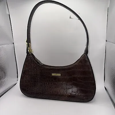 Y2K  Minicci Vegan Crocodile Leather Structured Small Hand Bag Brown  Shoulder • $24.88