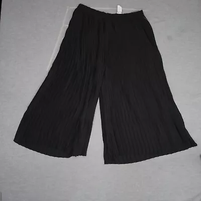 Zara Basic Women Pants Black Cropped Palazzo Pleated Wide Leg Elastic Waist • $18.90