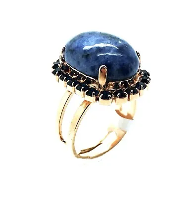 Mariana Ring Blue Cabochon & Swarovski Crystal Mood Indigo Caribbean Life Coll. • $85