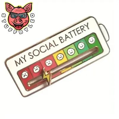 White My Social Battery Creative Brooch Battery & Mood Indicator Pin • £2.52